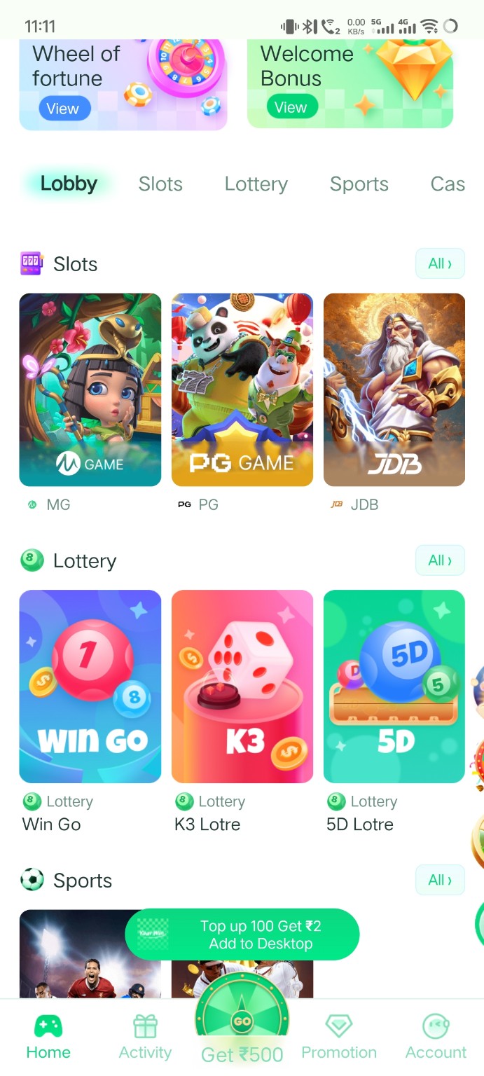 YarWin slots lottery sports
